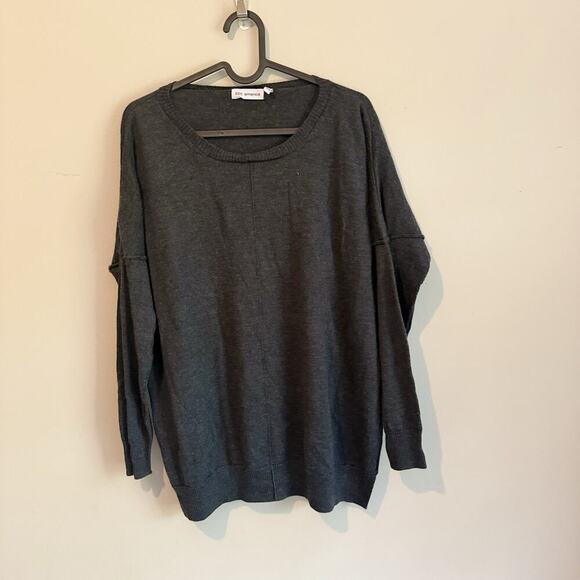525 America Sweater Size Small Gray Solid Scoop Batwing Long Sleeve Wool 1912 - Picture 3 of 8